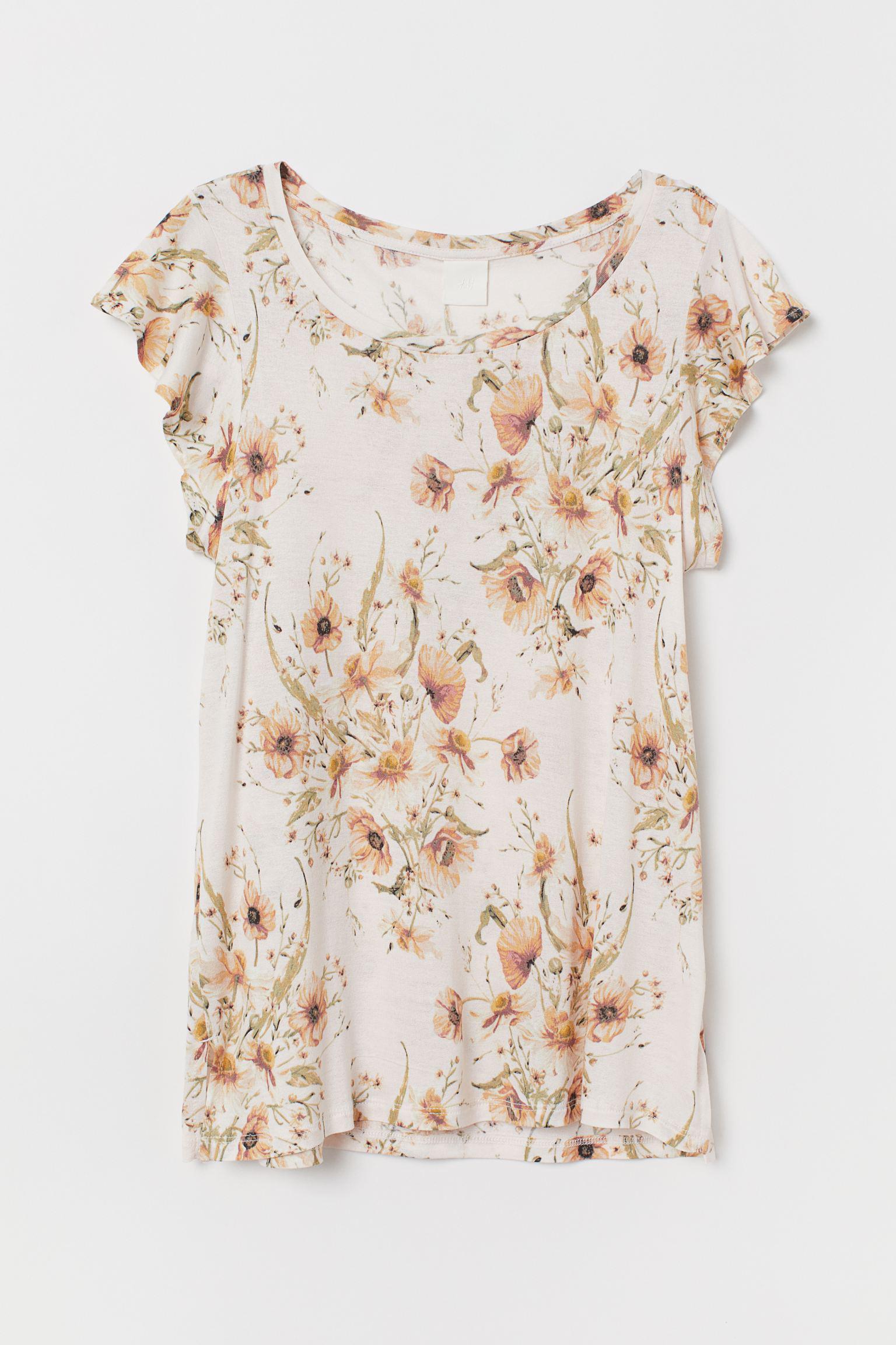 Блуза H&M Цветы XS Молочный (28077084599)