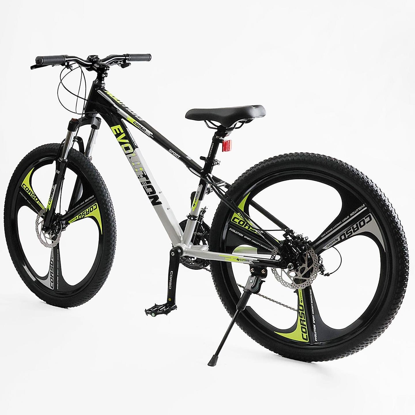 Велосипед горный Corso Evolution алюминиевый литые диски рама 26"/13" Серо-желтый (824568383) - фото 3 Велосипед горный Corso Evolution алюминиевый литые диски рама 26"/13" Серо-желтый (824568383) - фото 3