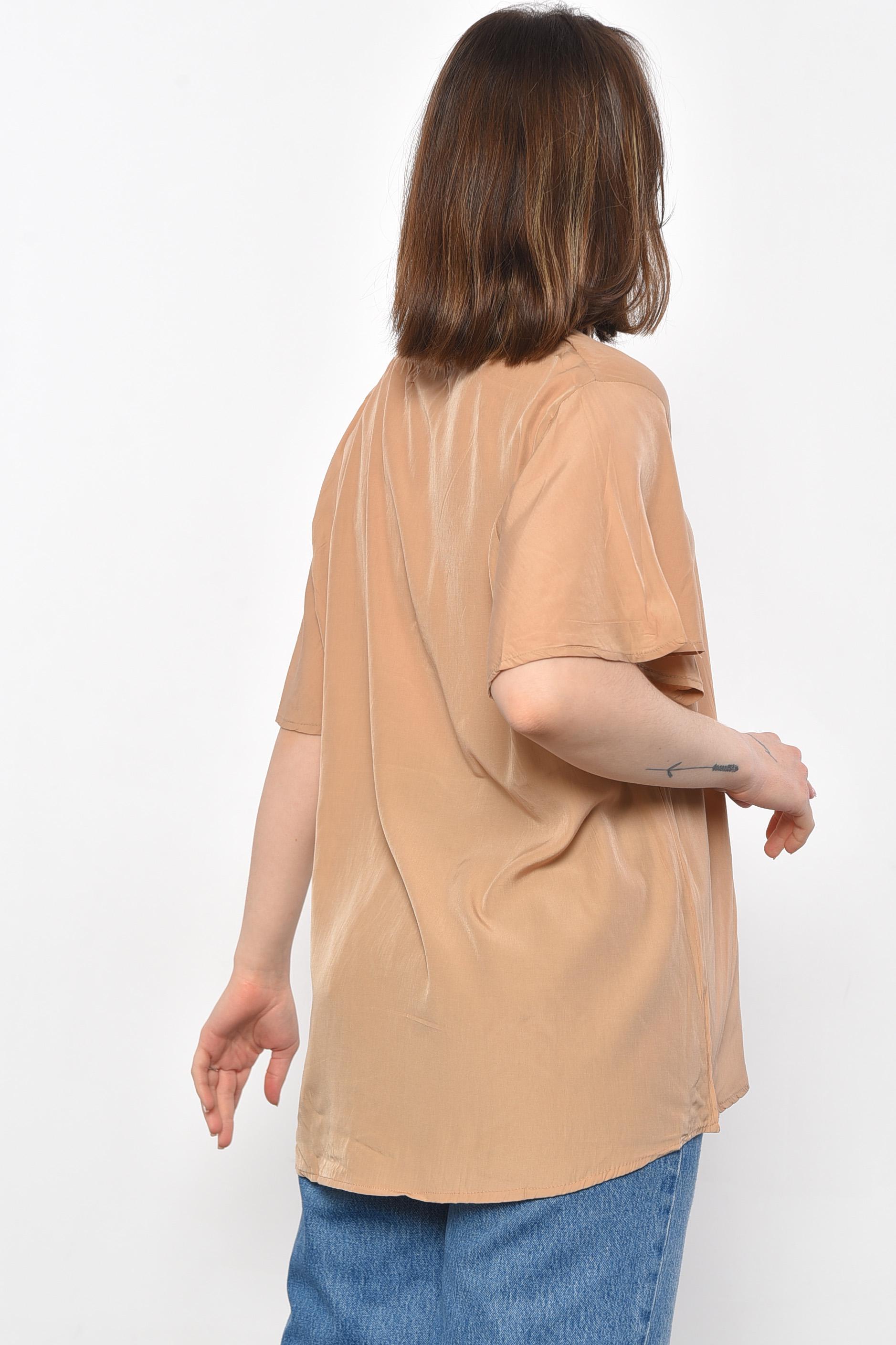 Блуза женская полубатальная с коротким рукавом р. 50 Бежевый (176206) - фото 3 Блуза женская полубатальная с коротким рукавом р. 50 Бежевый (176206) - фото 3