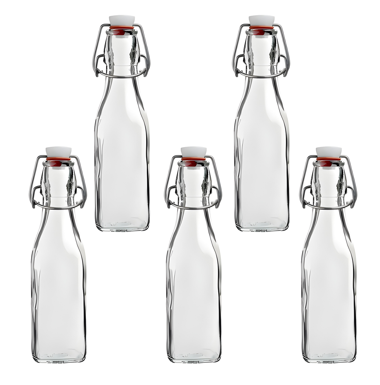 Бутылка квадратная стеклянная Прозрачный 0,5 л с холмистой пробкой 5 шт. (31233964)