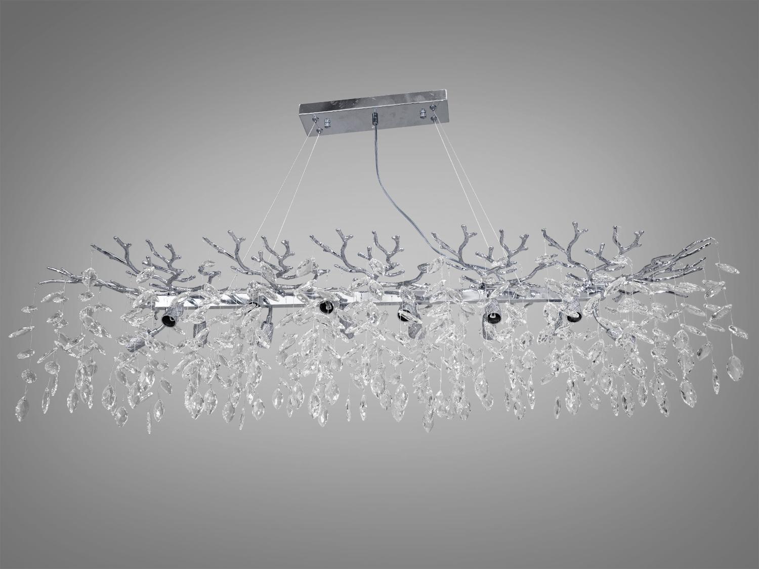 Люстра-подвес хрустальная для гостиной Diasha овальная Хром (608-L1200CH)