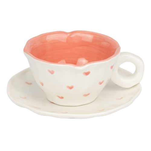 Чашка с блюдцем Нежные сердца 200 мл Розовый (2772255771)