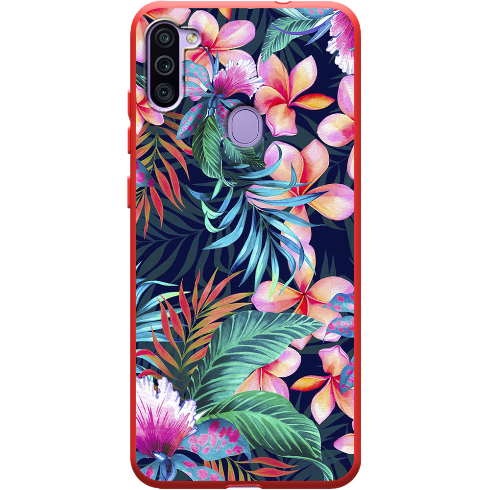 Чехол Boxface Samsung A115 Galaxy A11 flowers in the tropics Красный силикон (39628-up1971-40327)