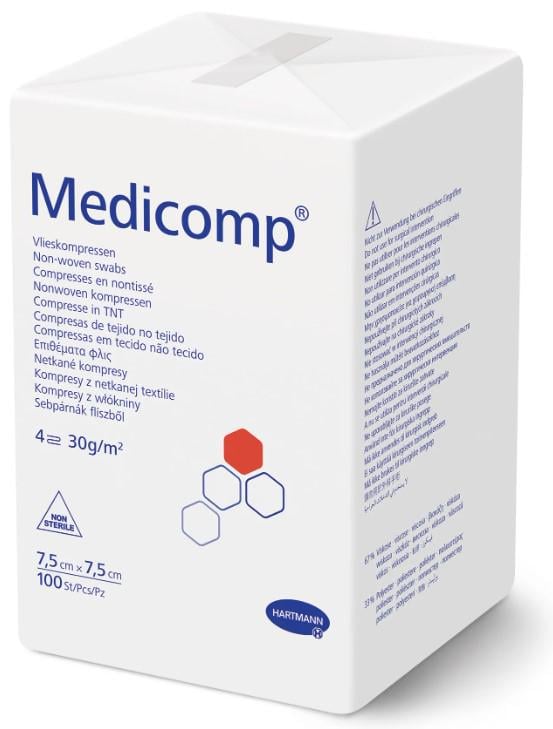 Салфетки нестерильные Medicomp из нетканого материала 4-х слойные 7,5х7,5 см (4218238)