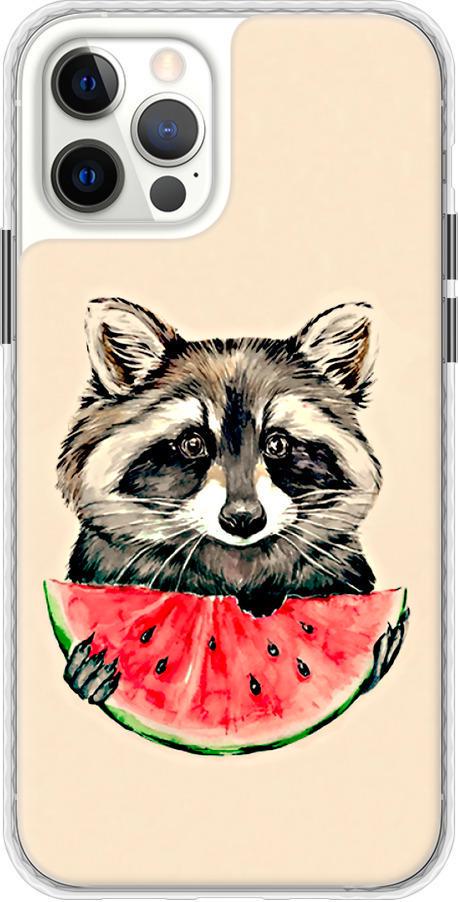 Чехол на iPhone 12 Енотик с арбузом (4605pc-2053-42517)