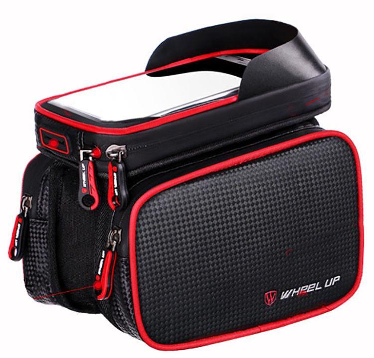Сумка для велосипеда WHEEL UP 009A Mobile Phone Bag с креплением на раму 6,2 "Черно-Красный (SUN7377)