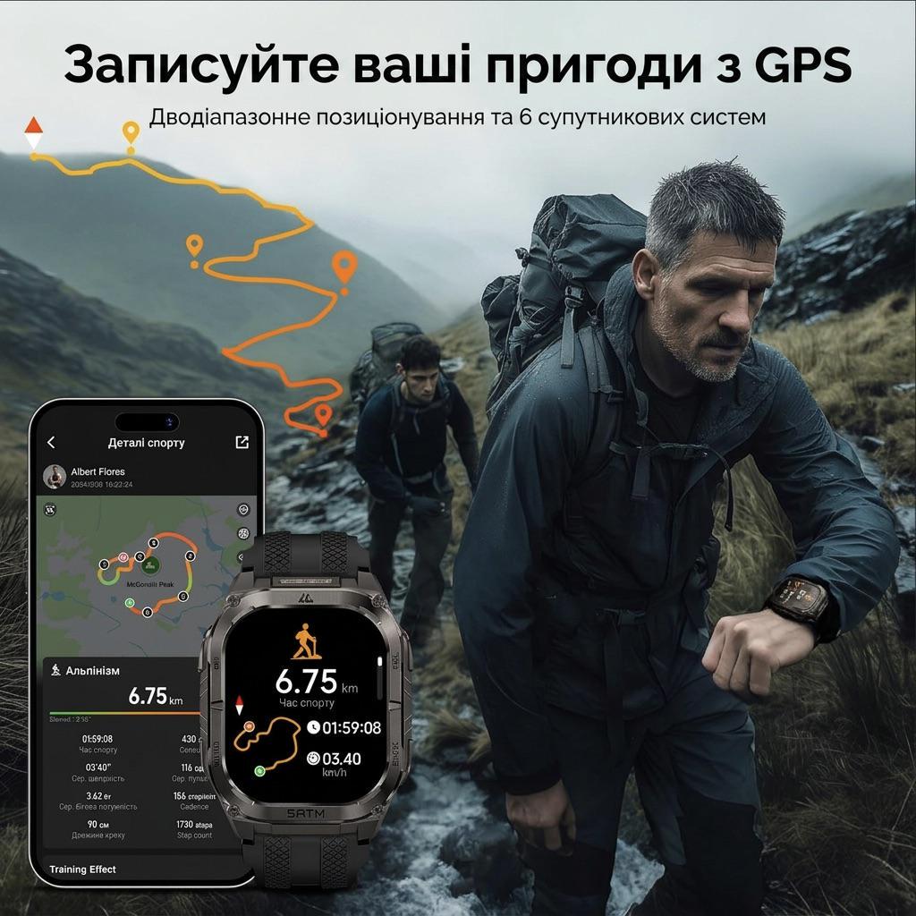 Смарт-часы тактические Kospet Tank M4С Black — фото 9