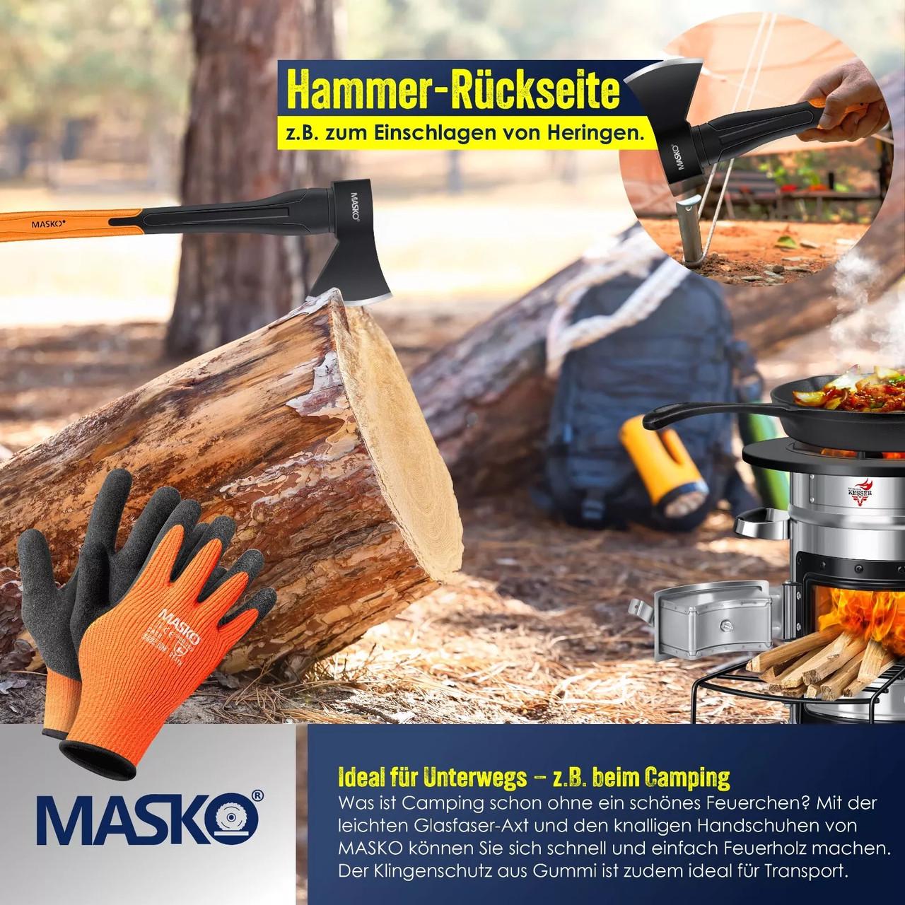 Топор универсальный MASKO с набором перчаток 800 г Черный/Оранжевый - фото 9 Топор универсальный MASKO с набором перчаток 800 г Черный/Оранжевый - фото 9