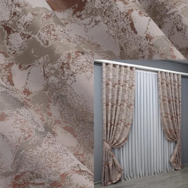 Комплект штор жакард Мармур Al3 1,45х2,7 м 2 шт. Бежевий/Теракотовий (1600ш) - фото 4 Комплект штор жакард Мармур Al3 1,45х2,7 м 2 шт. Бежевий/Теракотовий (1600ш) - фото 4