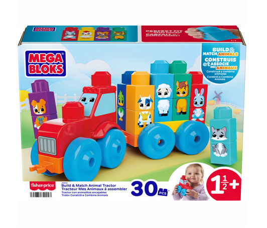 Конструктор Mega Bloks Трактор з тваринками 30 деталей (JKG33)