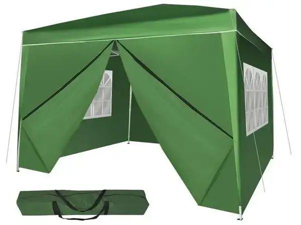 Павільйон садовий саморозкладний 4 стінки міцна конструкція 3х3 м Зелений - фото 2