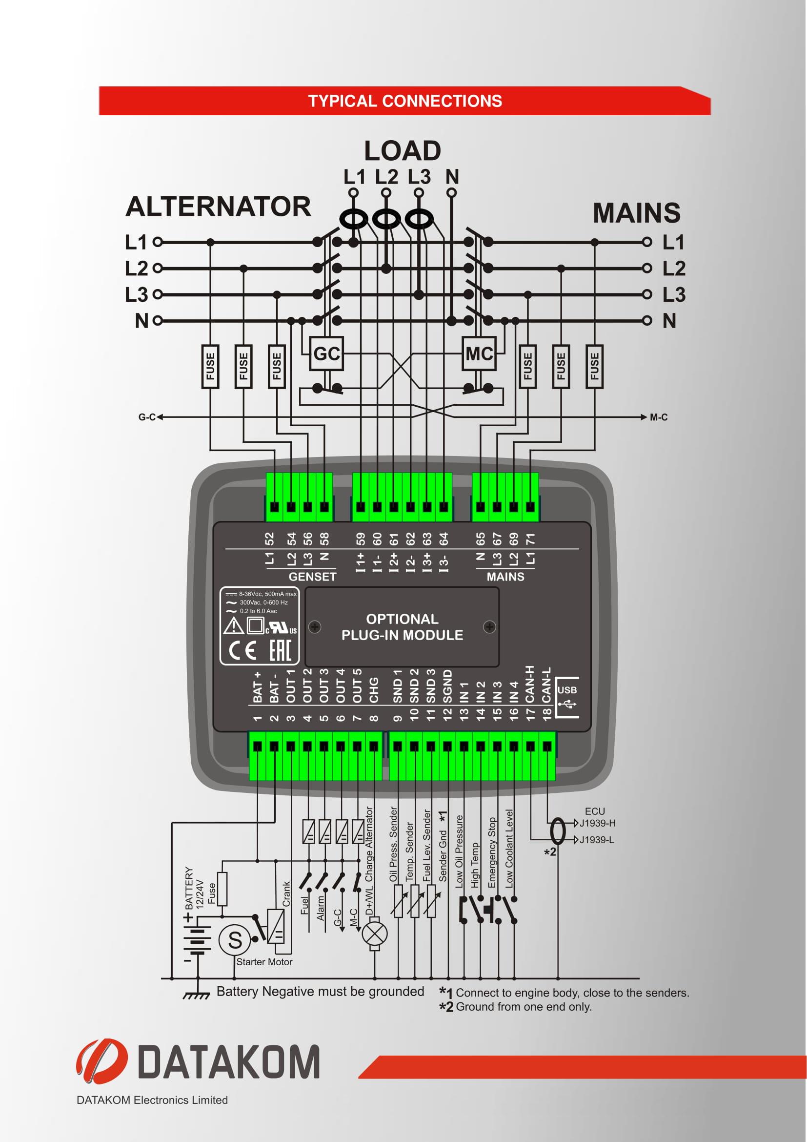 Багатофункціональний контролер генератора DATAKOM D-100-MK2 з J1939 - фото 7