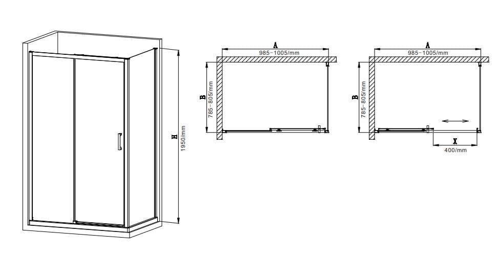 Душевая кабина без поддона MIXXUS Premium DIVERSE SC03-100x80x195-TR прозрачное стекло 6 мм Black (MI6866) - фото 2 Душевая кабина без поддона MIXXUS Premium DIVERSE SC03-100x80x195-TR прозрачное стекло 6 мм Black (MI6866) - фото 2