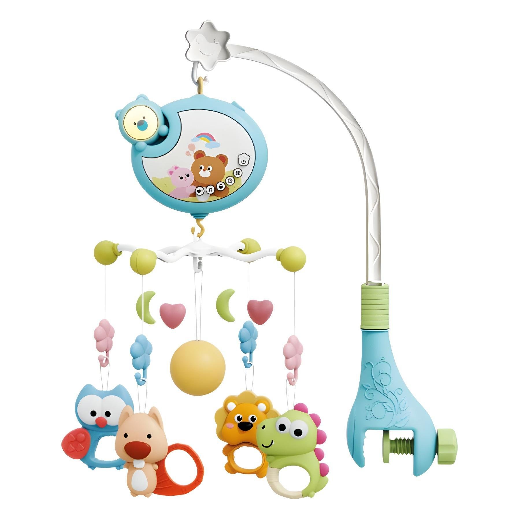 Мобіль музичний 3в1 з нічником проектором та пультом управління Блакитний