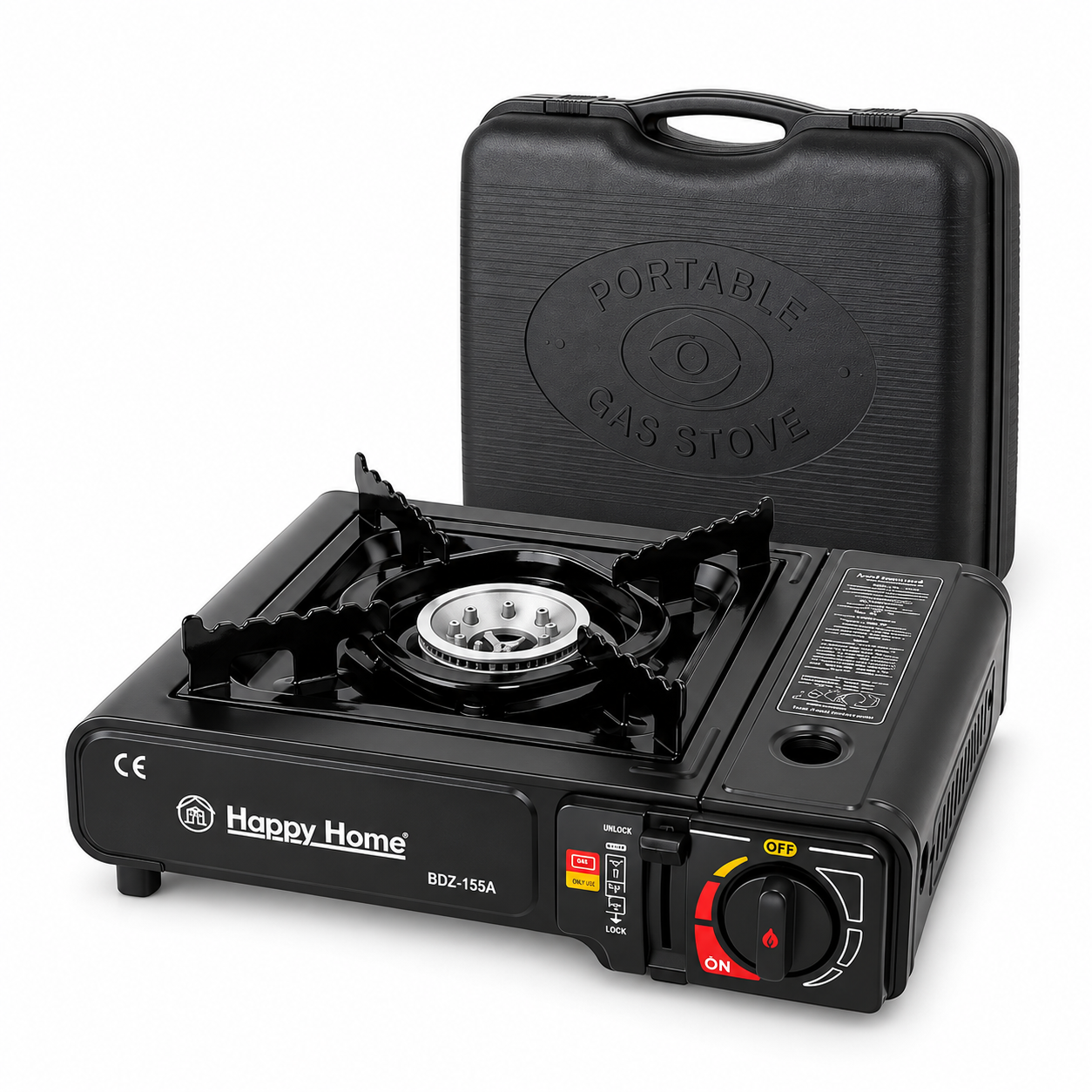 Портативная газовая плита Happy Home BDZ-155A с кейсом Черный (5450)
