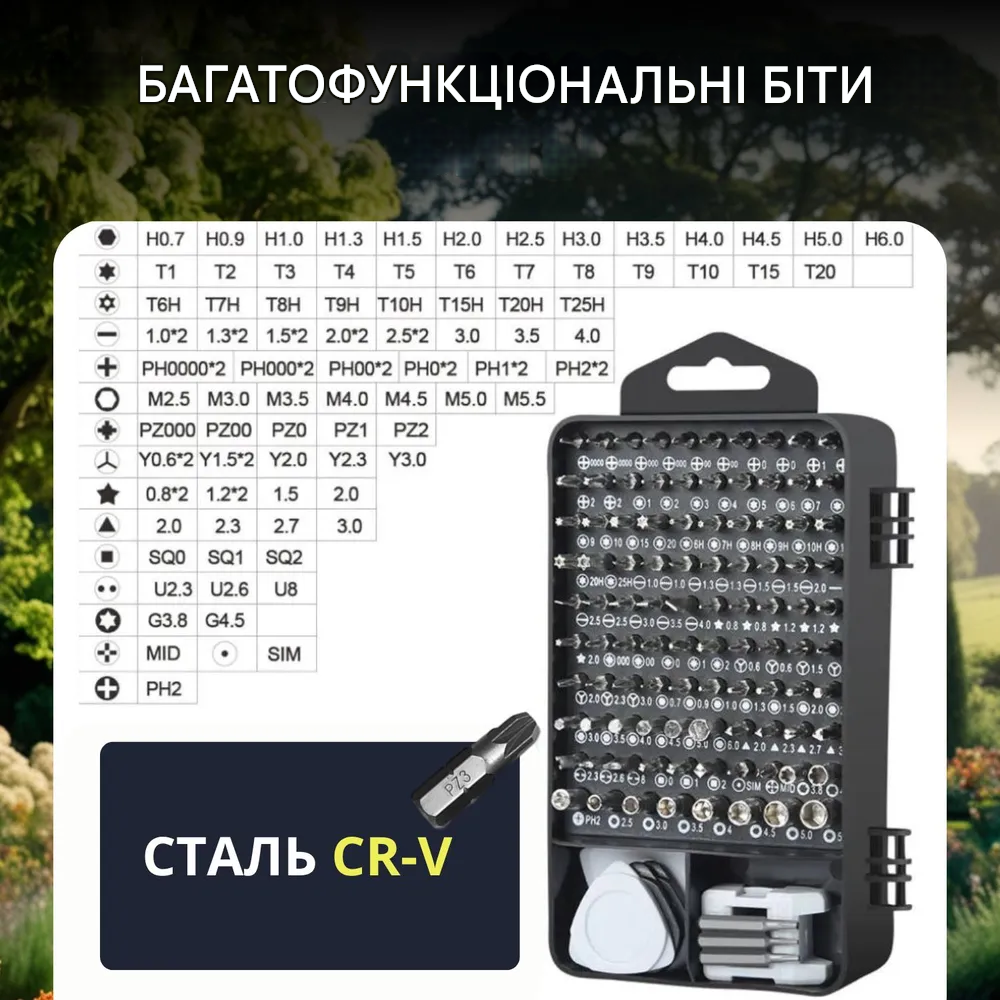 Набор магнитных бит и отверток Transparent 115в1 для точных работ С гибким удлинителем в кейсе Black (110311) - фото 5