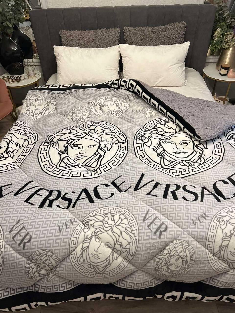 Одеяло с декоративной овчиной Евро 195х215 Серый (Д-al-vel-kov-004)