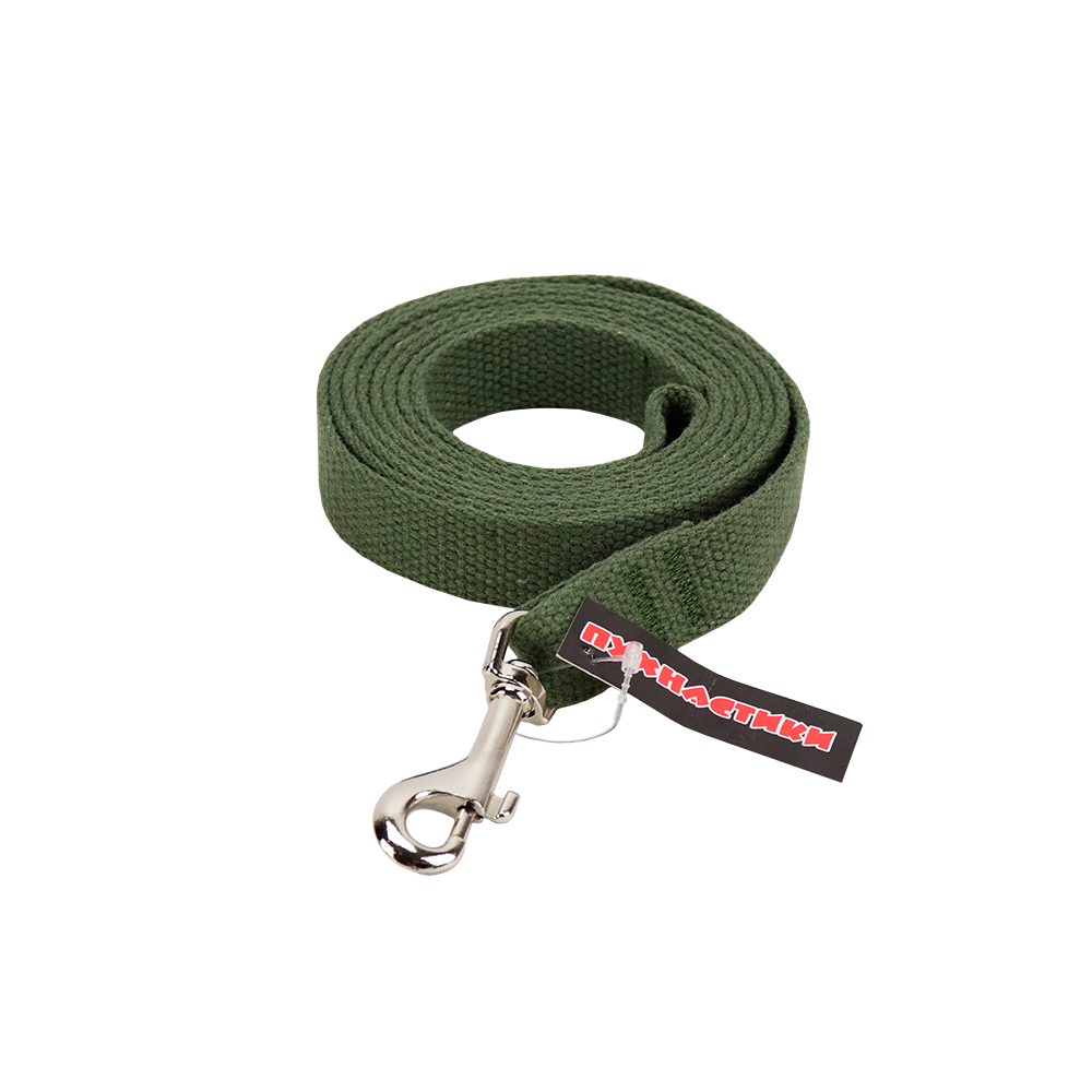 Поводок брезентовый для собак Пушистики 2 м x 20 мм Зеленый (1478469923)