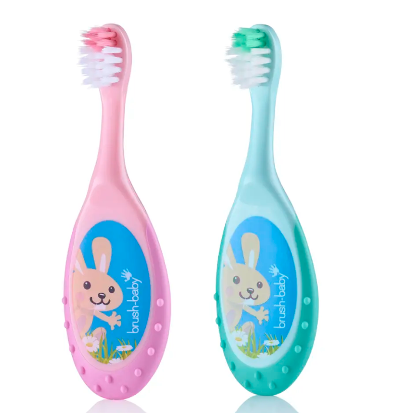 Зубна щітка дитяча Brush-Baby FlossBrush від 0 до 3 років Рожевий/Бірюзовий 2 шт. (18002795)