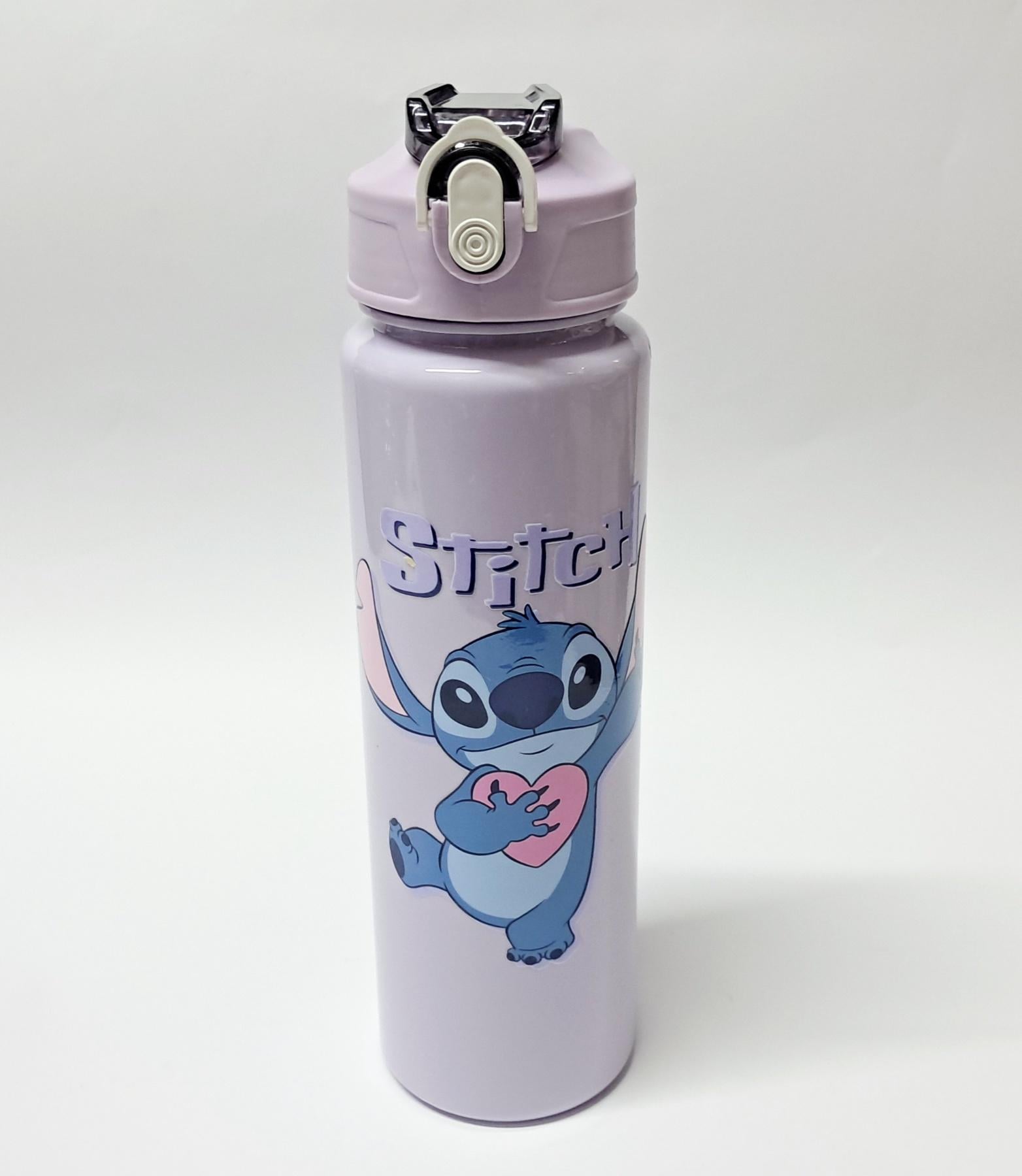 Детская бутылка спортивная для воды Стич Stitch с трубочкой и ремешком 750 мл Фиолетовый (SA-237)