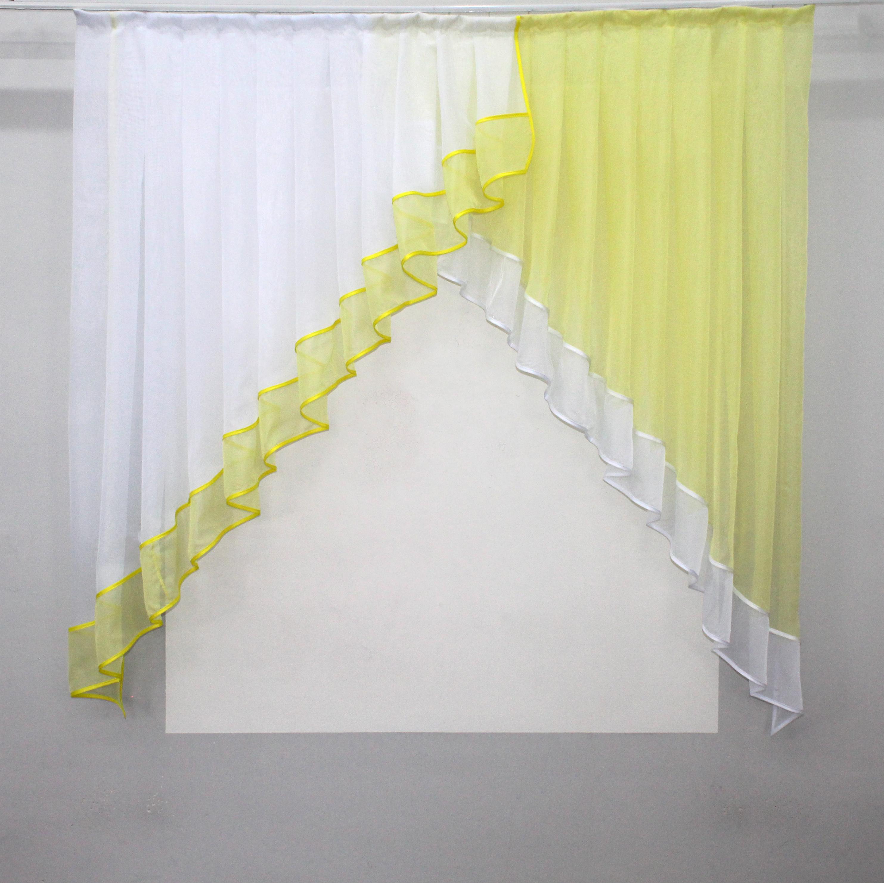 Фіранка кухонна VR-Textil № 023к 150х150 см Білий/Лимонний (52-0400)