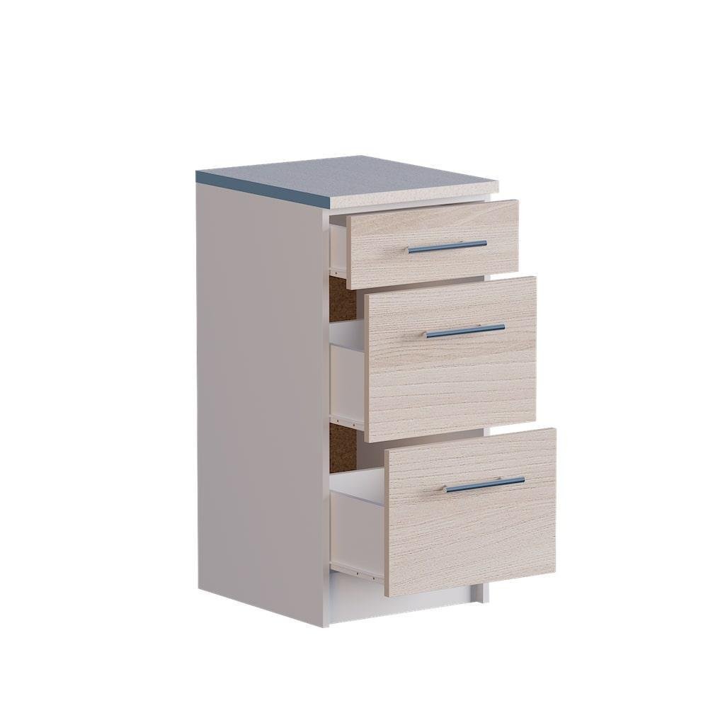 Модуль кухонний на 3 ящики Еверест Еко 400 зі стільницею 40х46х82 см Ясень шимо-світлий/Білий (DTM-2890) - фото 2 Модуль кухонний на 3 ящики Еверест Еко 400 зі стільницею 40х46х82 см Ясень шимо-світлий/Білий (DTM-2890) - фото 2