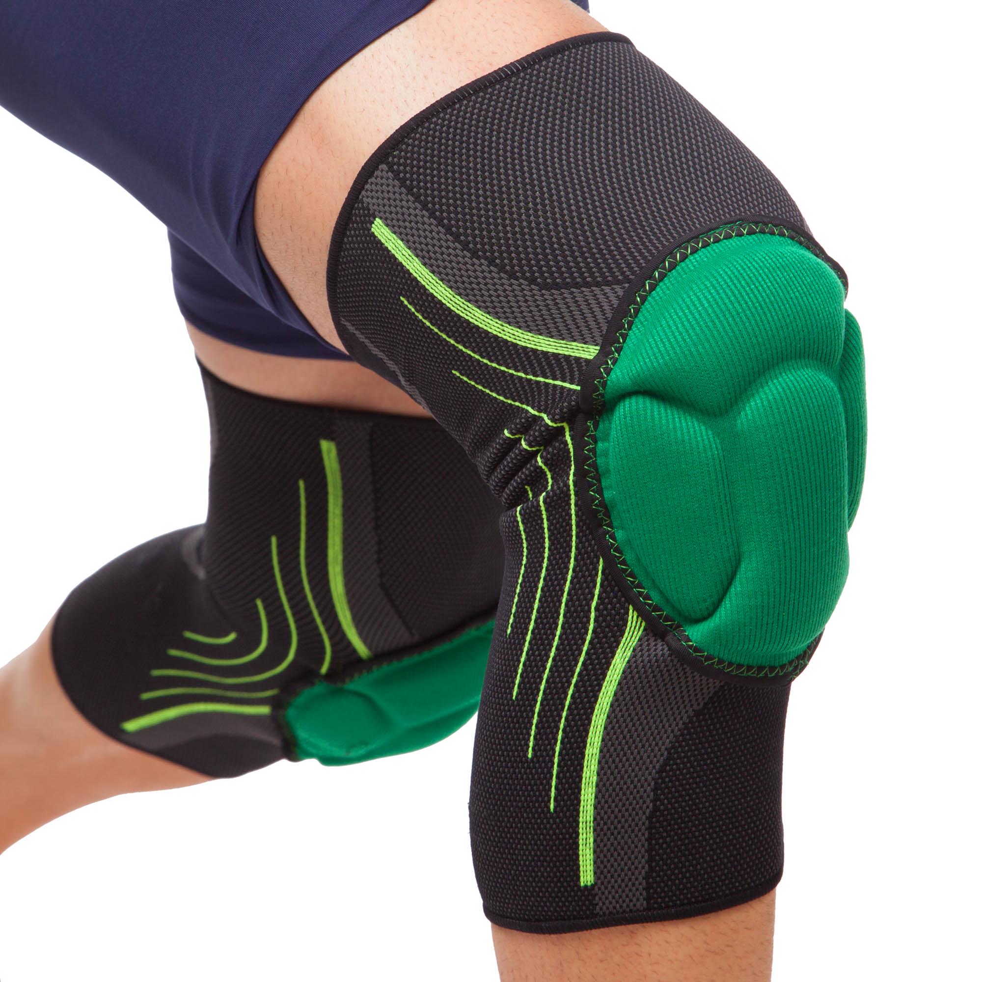 Наколенник для волейбола компрессионный MUTE MT-302-1 M 2 шт. Черный/Салатовый