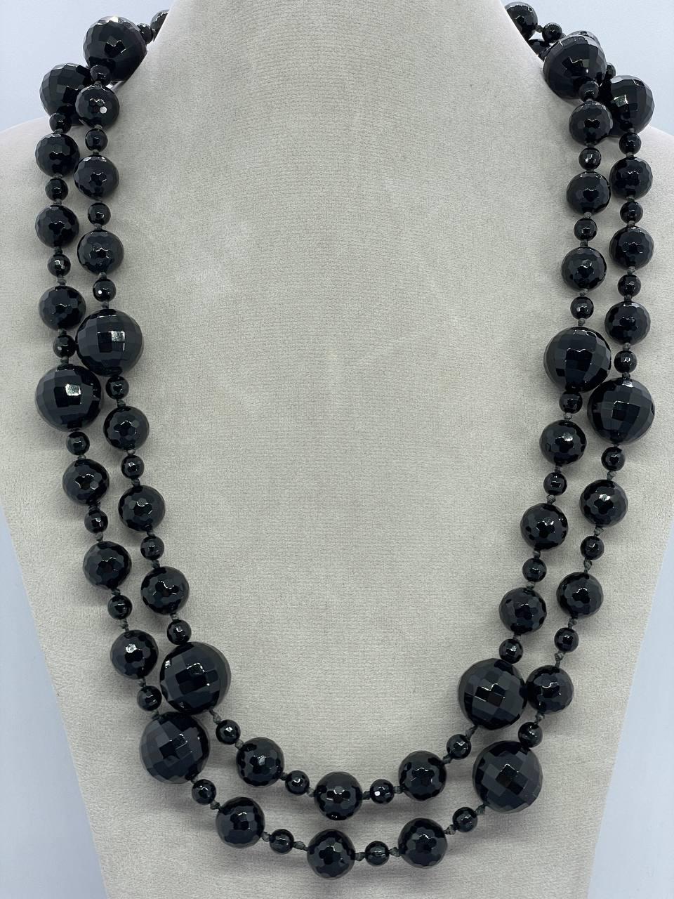 Бусы агат 18 мм 120 см Черный (1277)