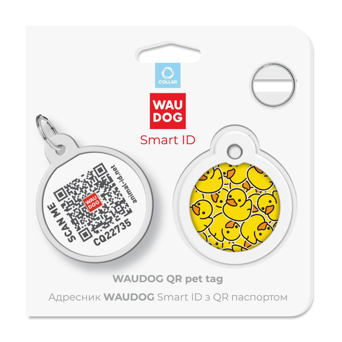 Адресник металлический для собак и кошек Waudog Smart ID Утки с QR паспортом круг 30 мм (230-0204 Col) - фото 5