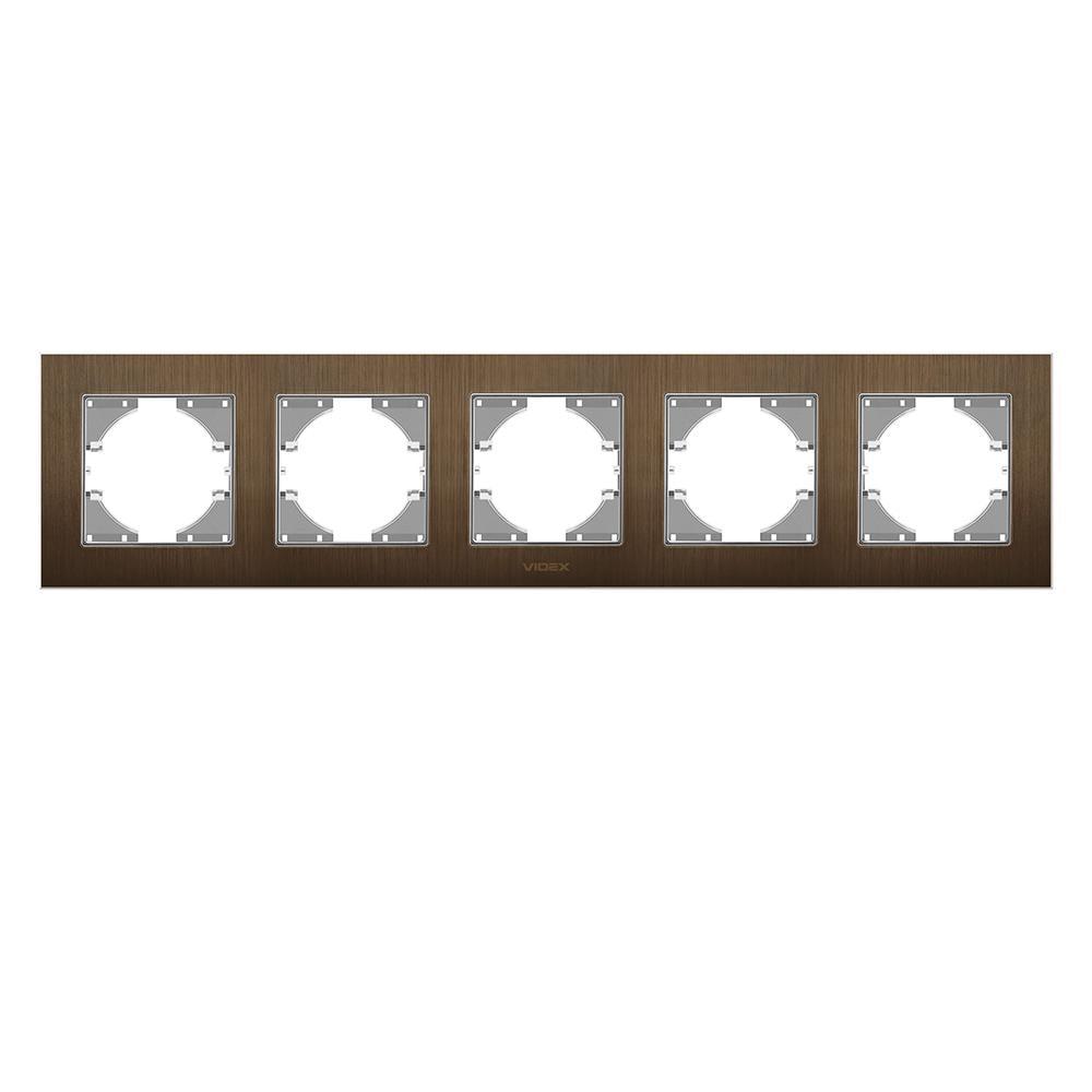 Рамка п'ятимісна горизонтальна Videx Binera Шоколадний алюміній (00000022507)