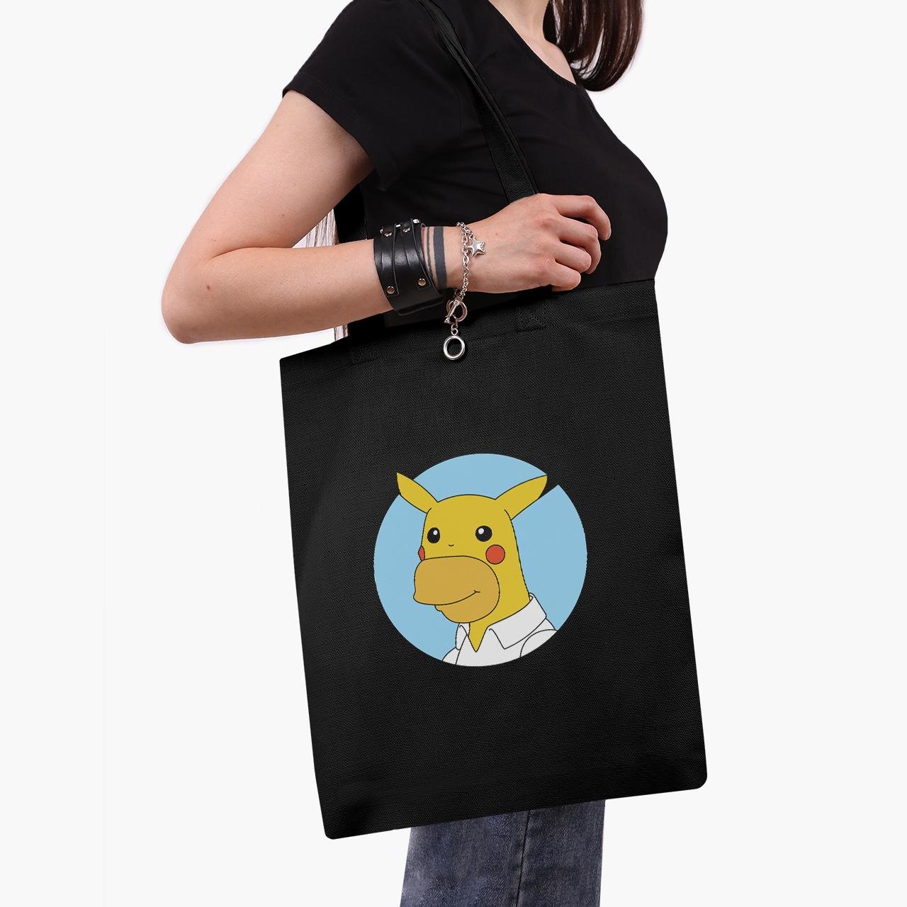 Эко сумка шоппер на молнии Гомер-чу Симпсоны и Пикачу The Simpsons 41x35 см (9227-2001-BKZ)