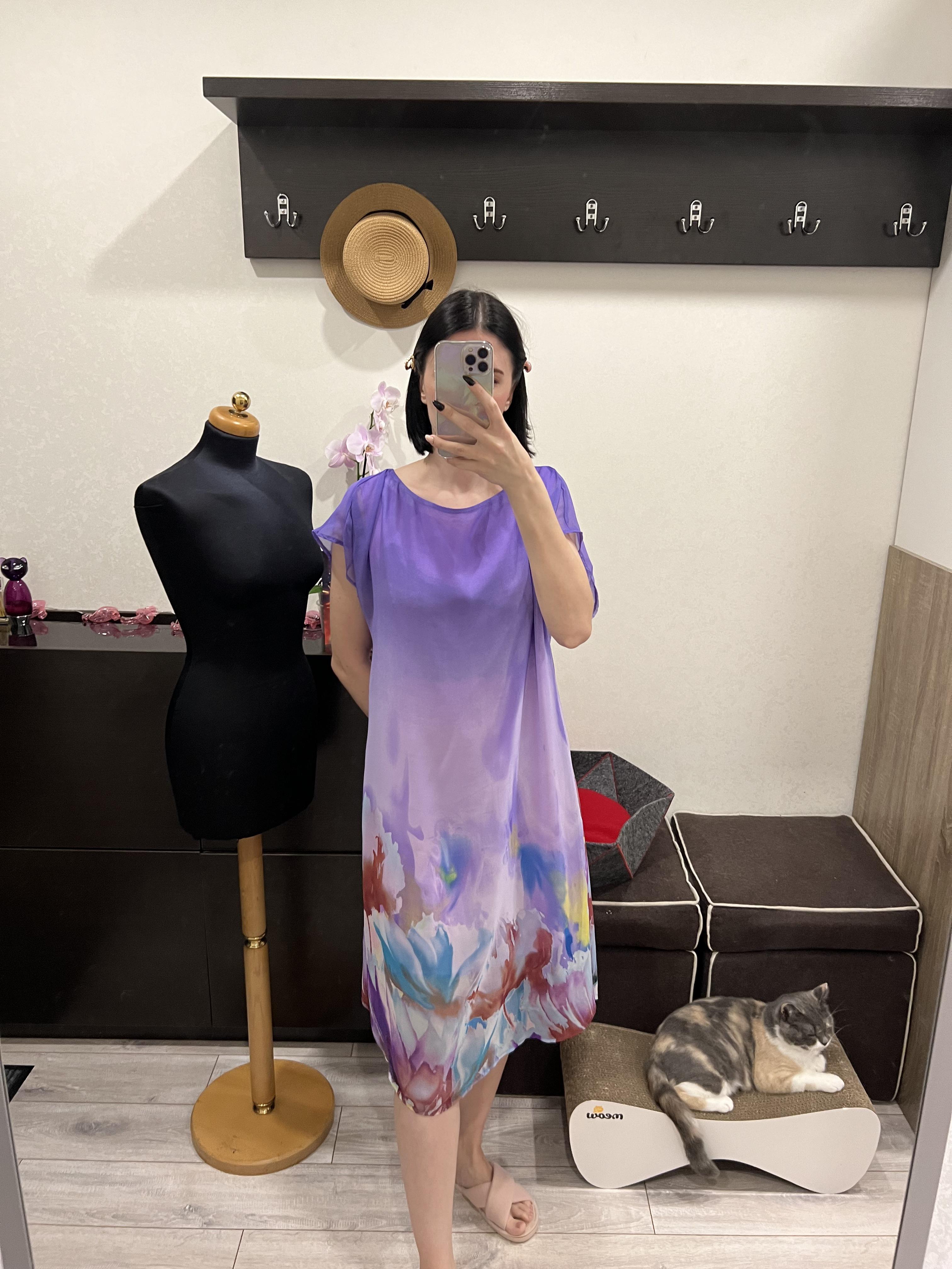 Сарафан з абстрактним квітковим принтом 3XL Фіолетовий - фото 5