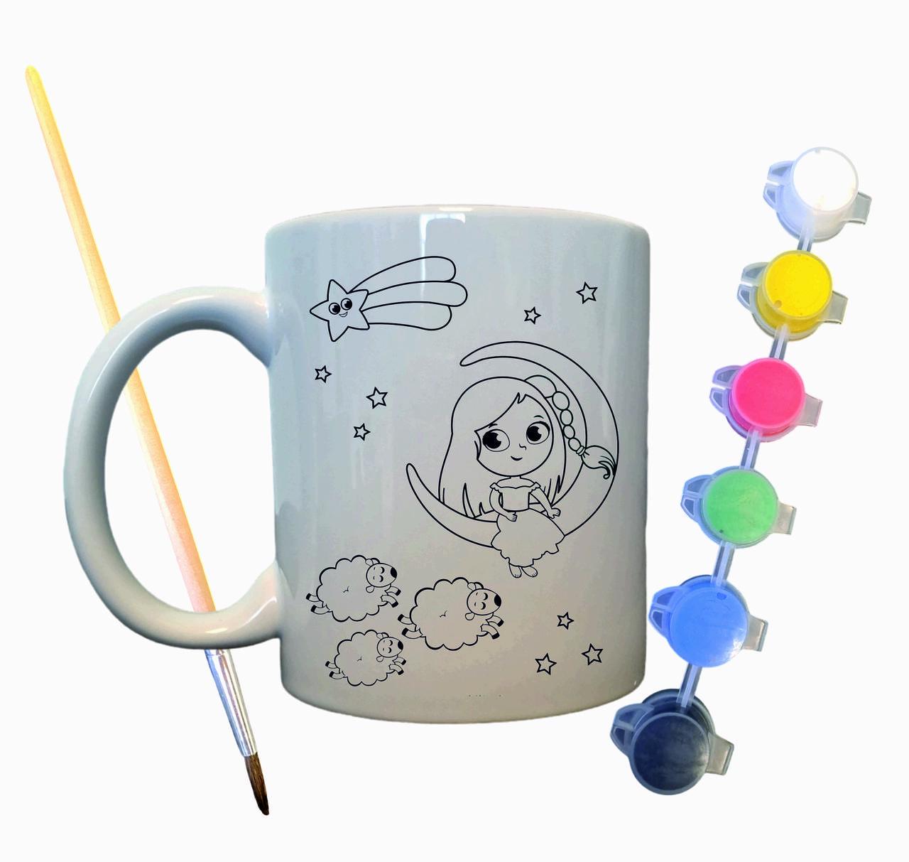 Набор для творчества кружка раскраска Девочка на луне 330 мл Белый (КР0020)