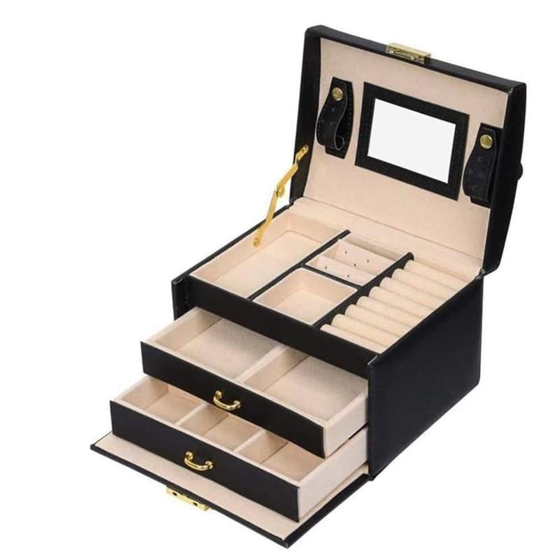 Шкатулка для украшений Casegrace SP-01111 трехуровневый с зеркалом Black (24366945)