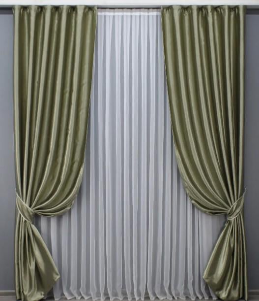 Шторы из ткани софт 1,45х2,7 м 2 шт. Серо-бежевый (1458ш)