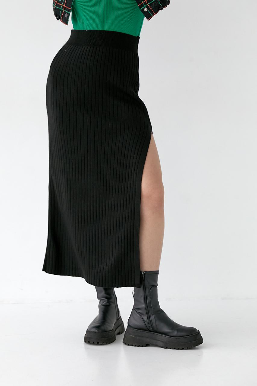 Юбка миди в рубчик L Черный (0199)