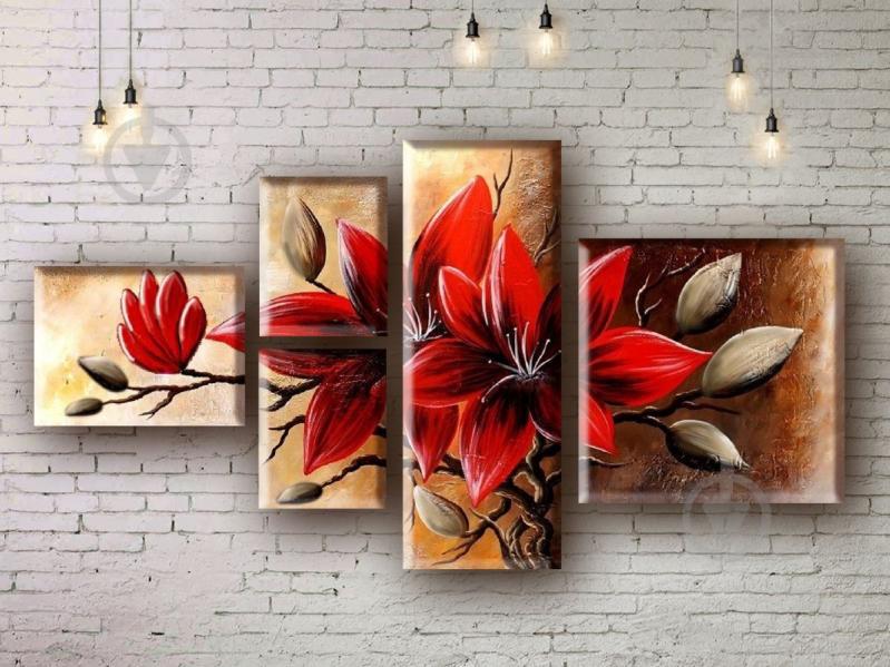 Модульная картина акрилом цветы ArtStar MHM17_4_206 размер 80 х 140 см