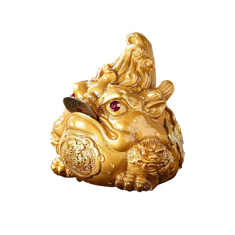 Фигурка для чайной церемонии Lesko ZBY-2407302 Лягушка с монеткой меняет цвет от горячей воды Gold (24366448)