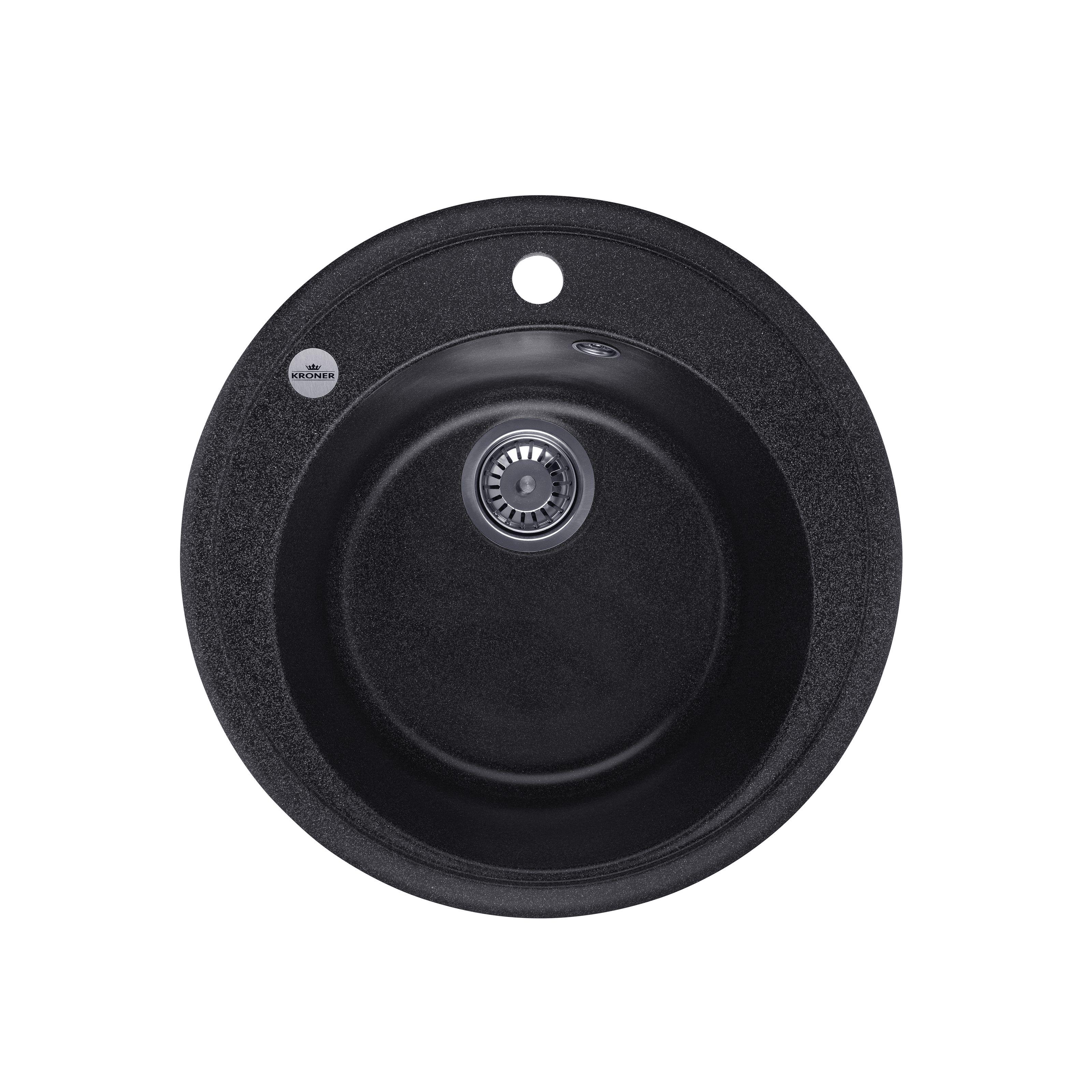 Мойка кухонная Kroner CV027408 гранитная круглая 510x510 мм Графитовый (25957246)