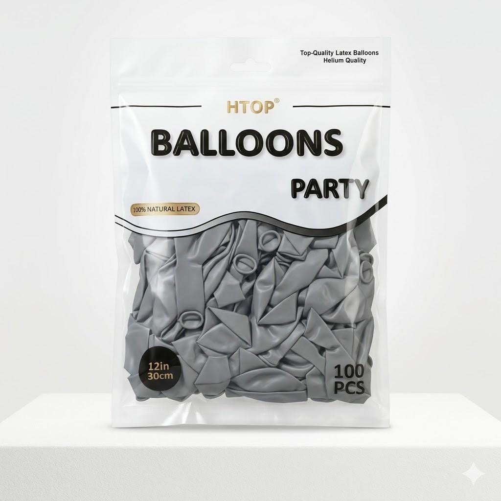 Набор воздушных шаров HTOP Party Balloons 30 см 100 шт. Темно-серый (2980224730)