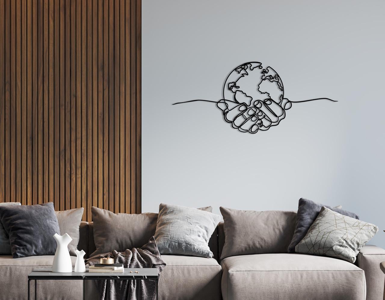 Декоративное панно на стену Upwood Decor Planet In Hands 65,2х150 см Black (1564847859)