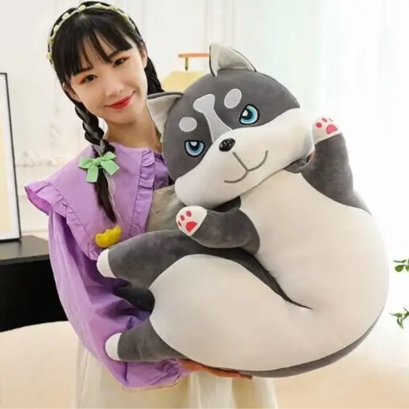 М'яка іграшка-подушка плюшева Хаскі 71 см Темно-сірий (2529632872) - фото 10