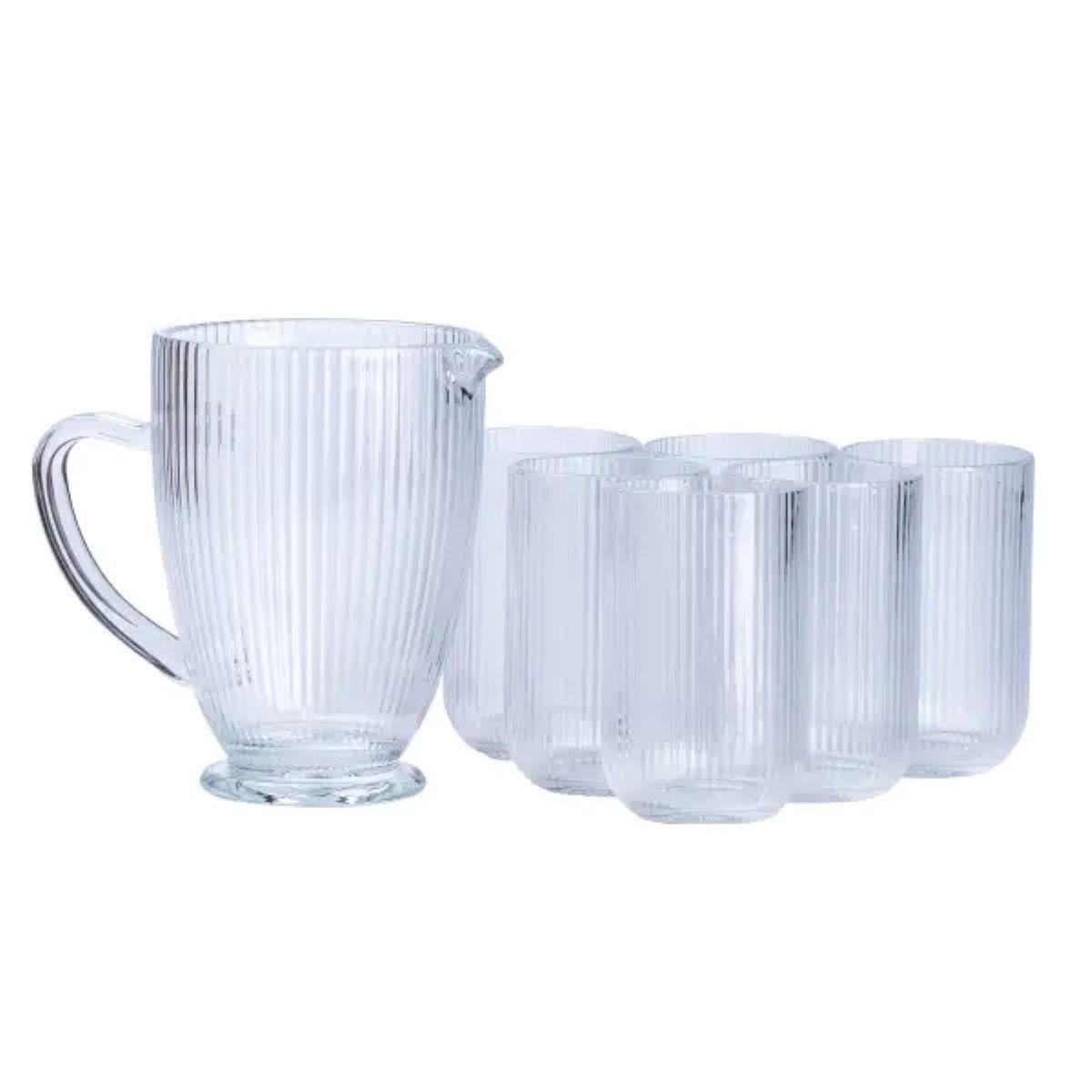 Набор стеклянной кувшины и стакана 6 шт. Прозрачный (HP535)