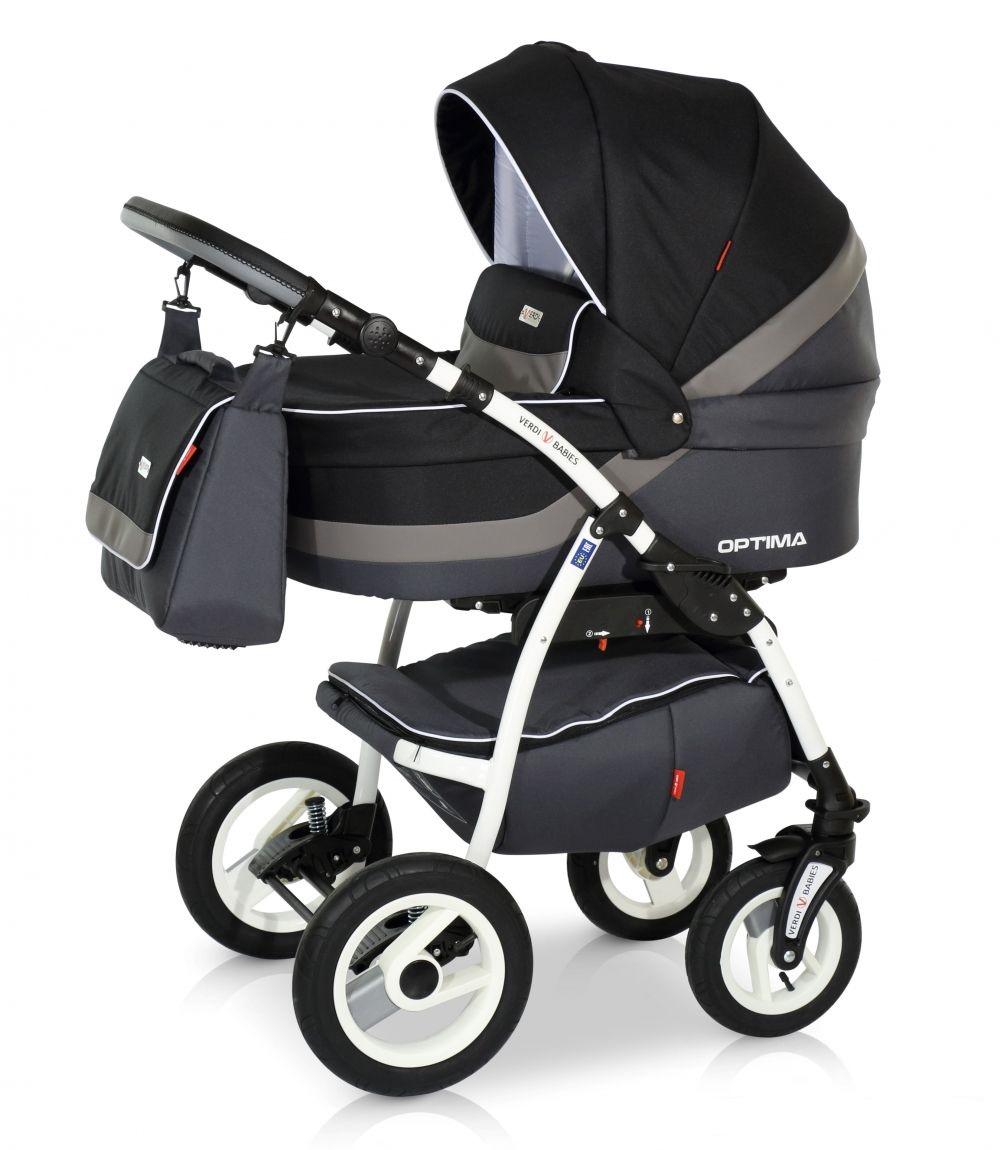Коляска Verdi Babies Optima універсальна 3в1 з автокріслом сумкою та чохолом на ніжки Чорний