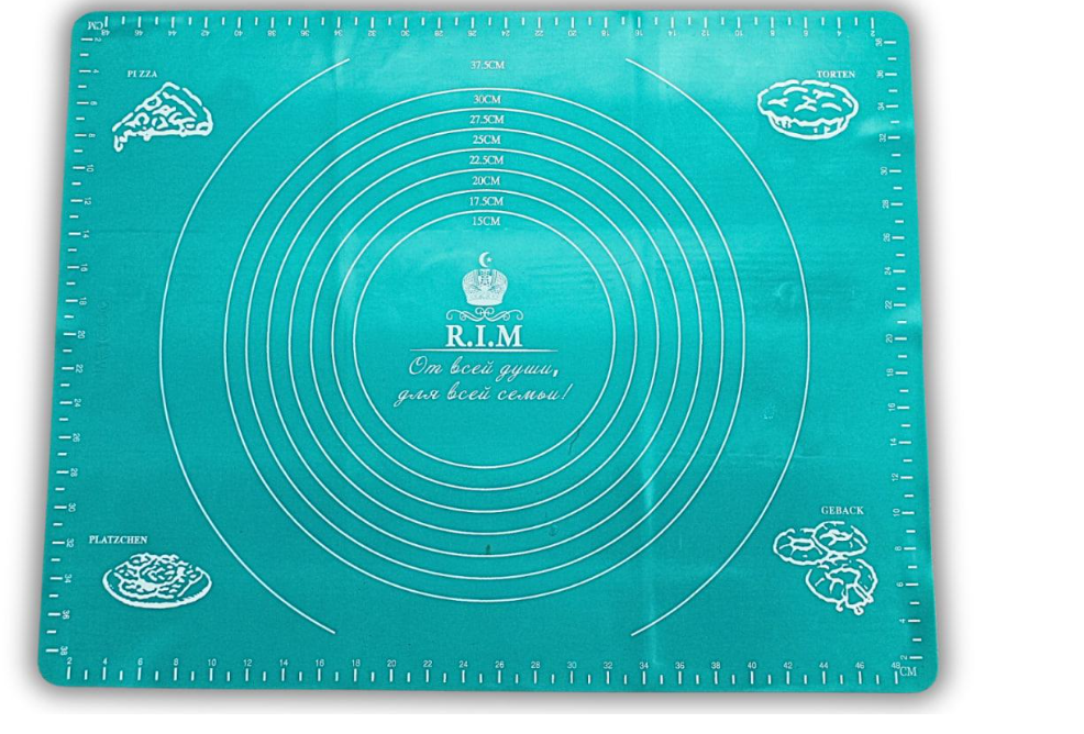 Коврик для теста силиконовый с разметкой 50х40 см Бирюзовый
