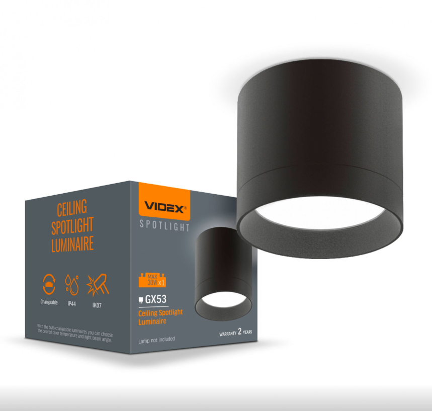 Светильник Videx накладной потолочный GX53 IP44 30W Черный (VL-SPF19A-B)