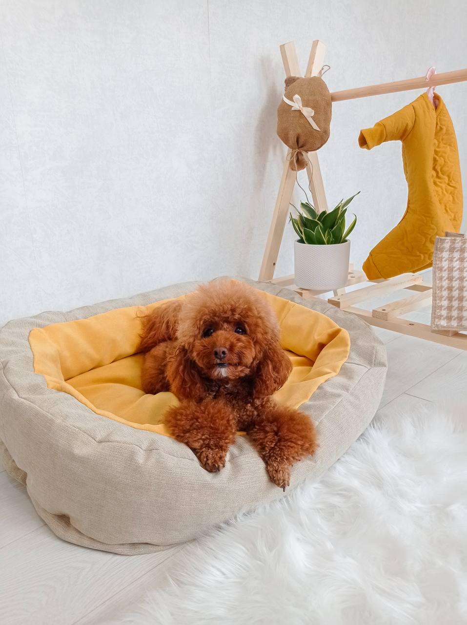 Лежак для собак і кішок Incor зі знімним чохлом та бортами 100х70х20 см Жовтий (17842305)
