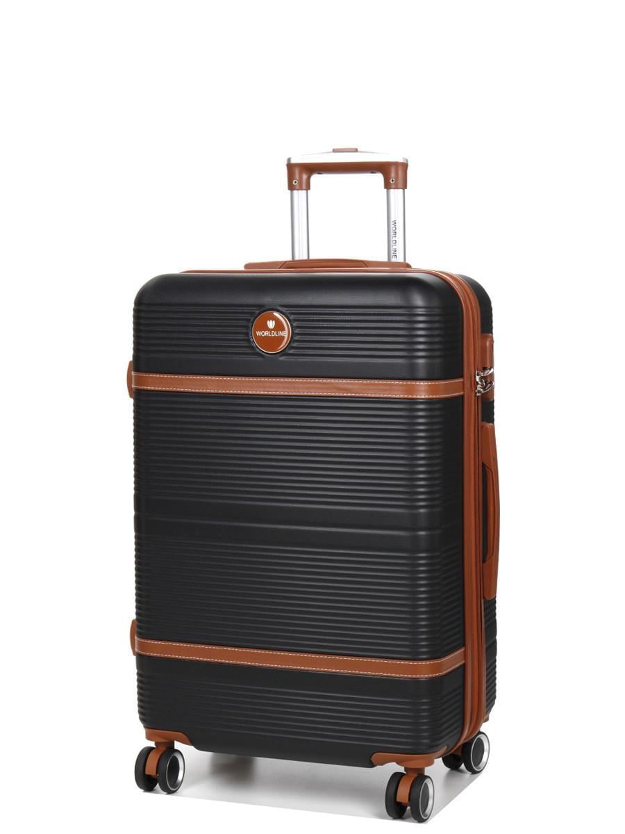 Чемодан средний Worldline M 66х42х25+5 см 74 л 3,6 кг Черный (629)