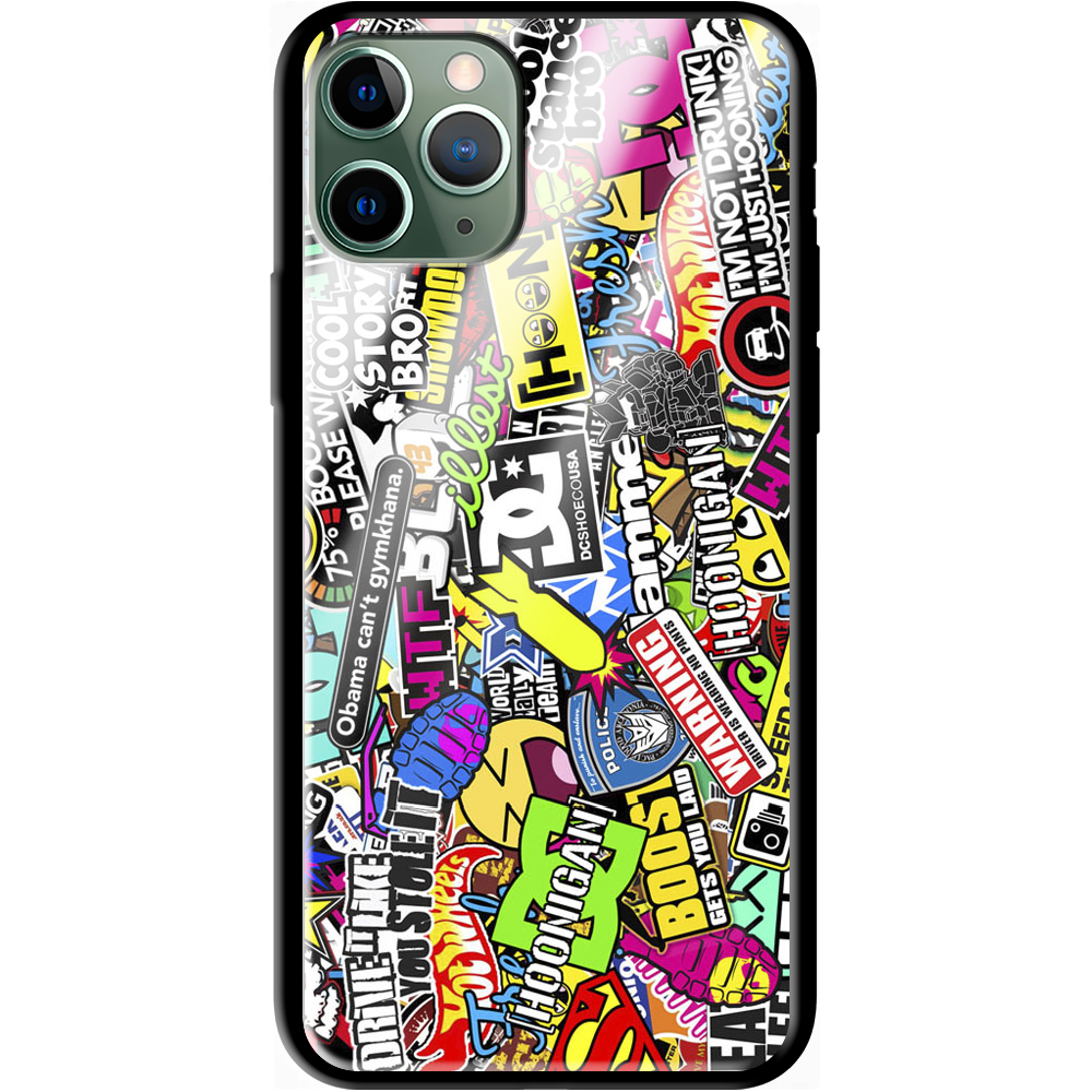 Чохол Boxface iPhone 11 Pro Multicolored Inscriptions Чорний силікон зі склом (38189-up880-38346)