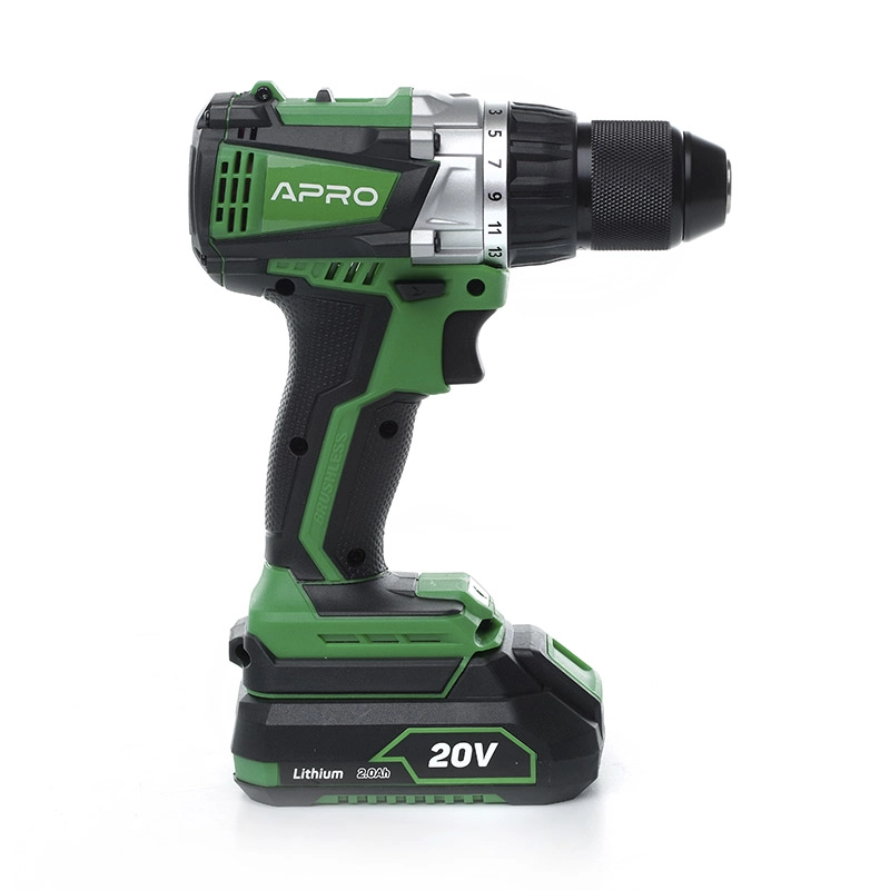 Дрель-шуруповерт Apro бесщеточный 20 В 2 А 20DB 2 АКБ/ЗУ/кейс (895033) - фото 2